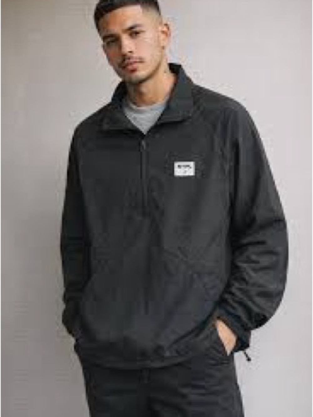 Men's charcoal Half-Zip Pullover Jacket - Classic Casual